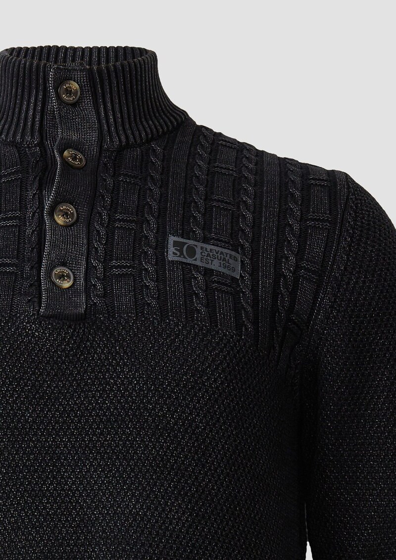 Strukturmix-Troyer aus Baumwolle mit Garment Dye