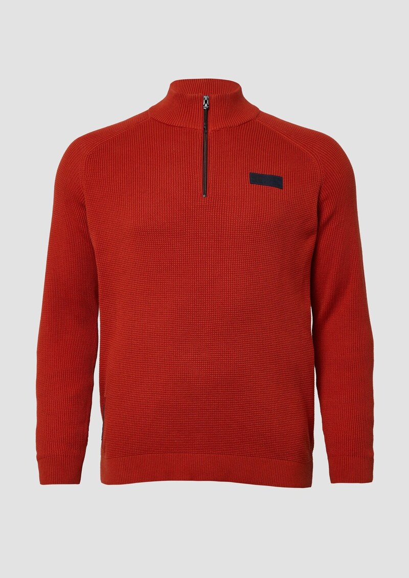 Pullover aus Strukturstrick mit Troyer-Kragen
