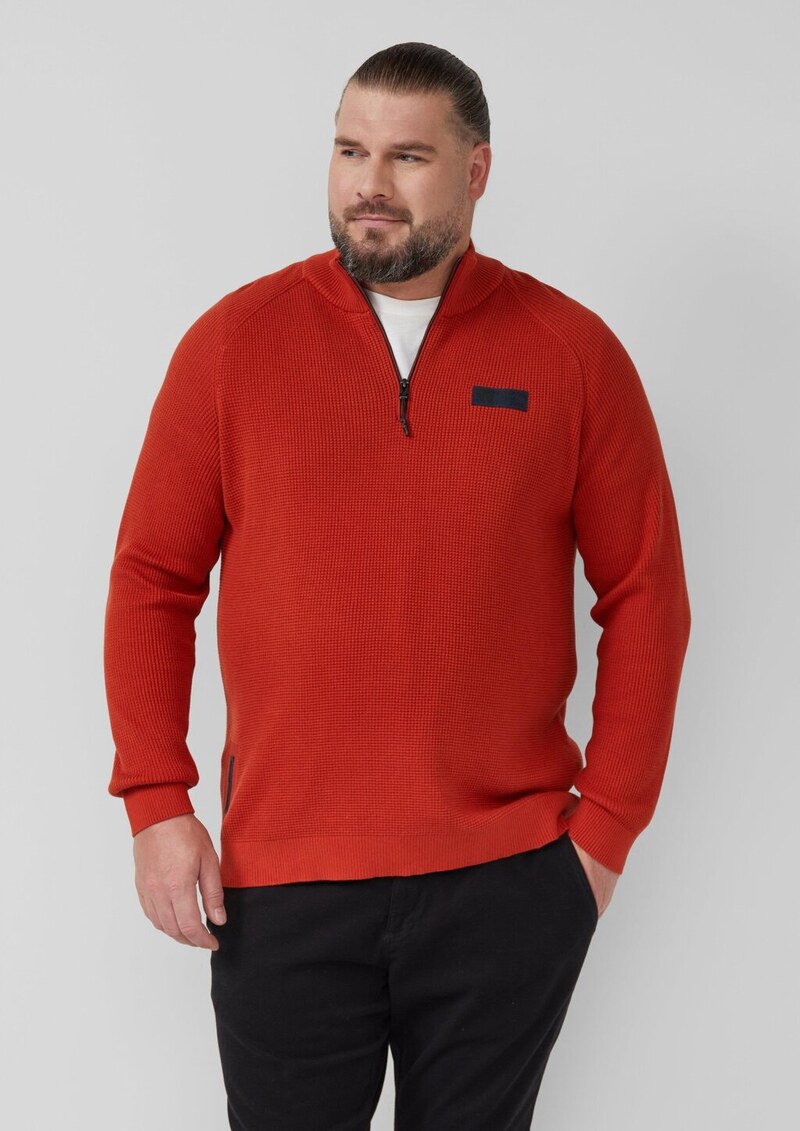 Pullover aus Strukturstrick mit Troyer-Kragen