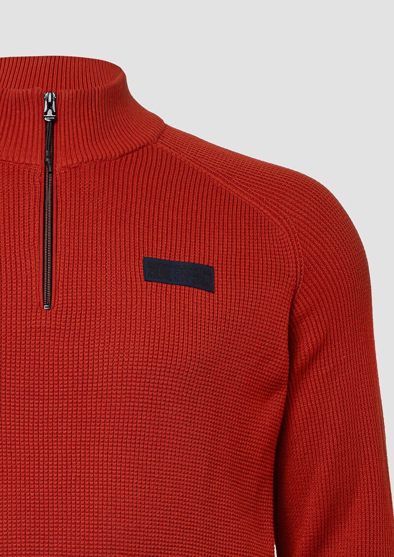 Pullover aus Strukturstrick mit Troyer-Kragen