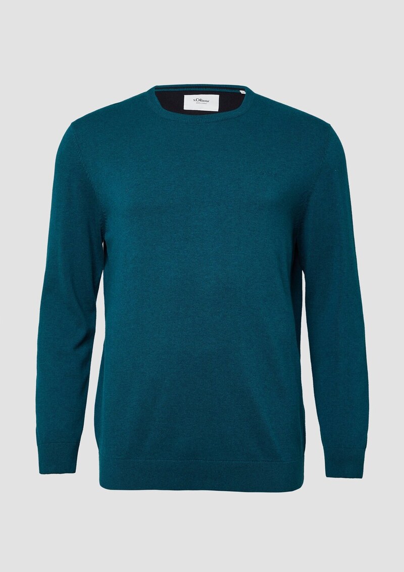 Baumwollpullover mit Logo-Stickerei