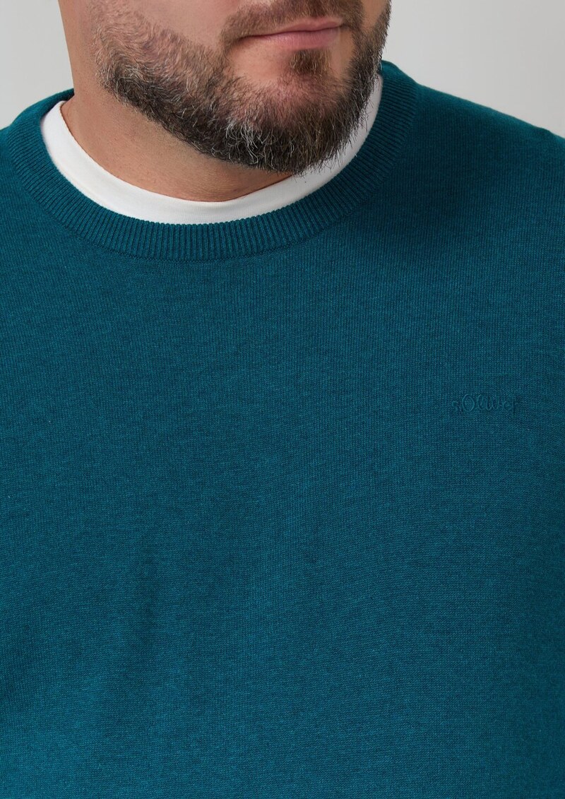 Baumwollpullover mit Logo-Stickerei