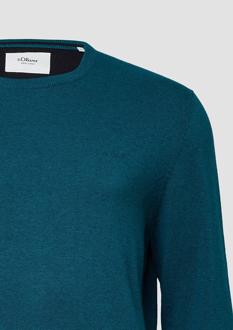 Baumwollpullover mit Logo-Stickerei