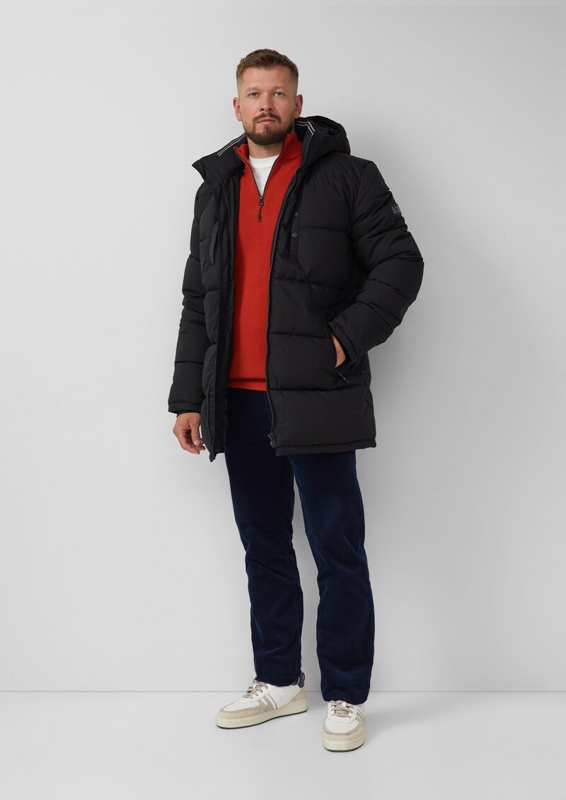 Wasserabweisende Pufferjacke mit abnehmbarer Kapuze und sportiven Details