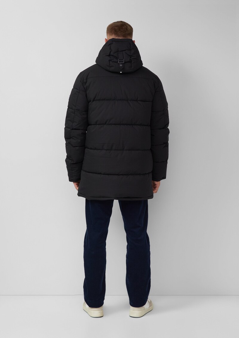 Wasserabweisende Pufferjacke mit abnehmbarer Kapuze und sportiven Details