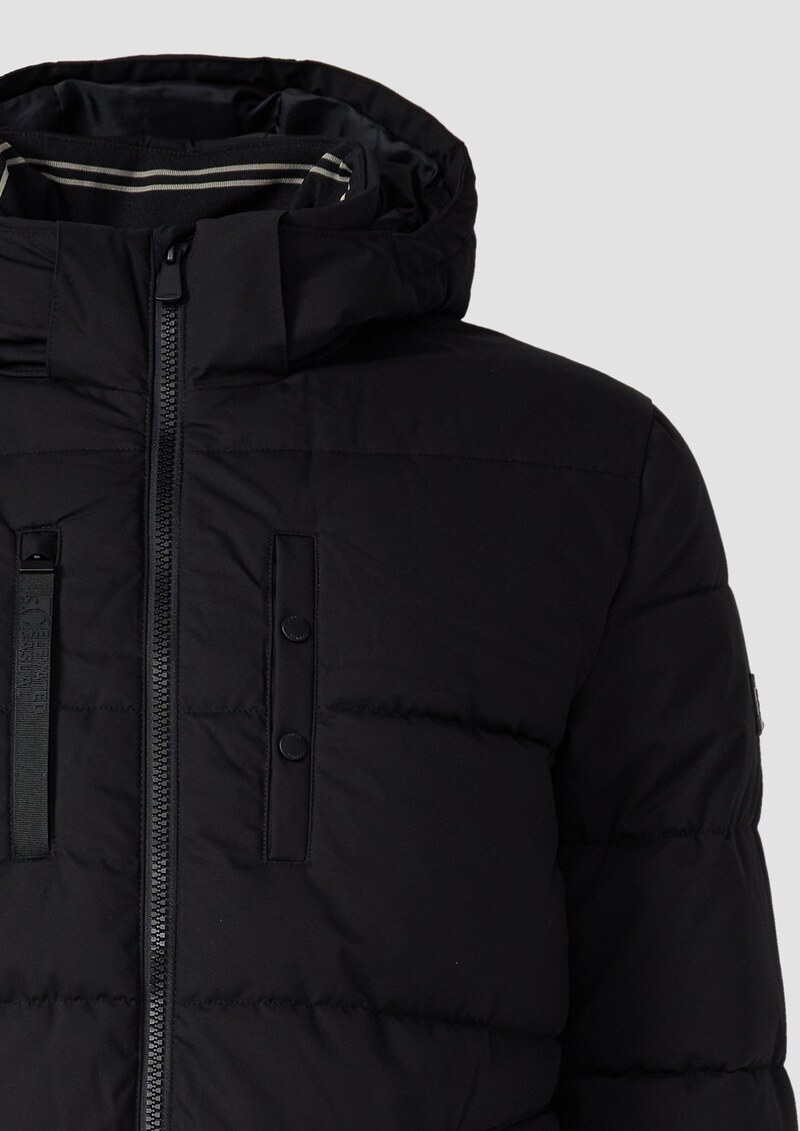 Wasserabweisende Pufferjacke mit abnehmbarer Kapuze und sportiven Details