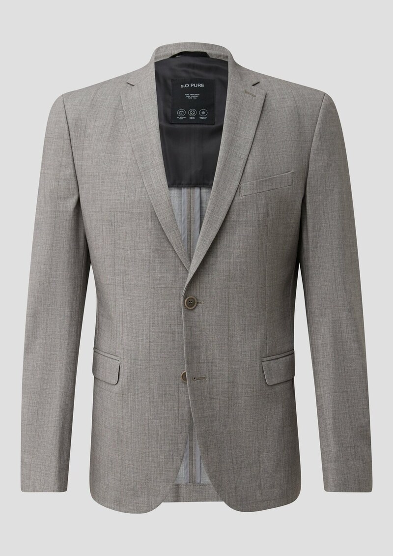 s.O PURE: Slim-Fit-Sakko aus gemustertem Stretch-Gewebe
