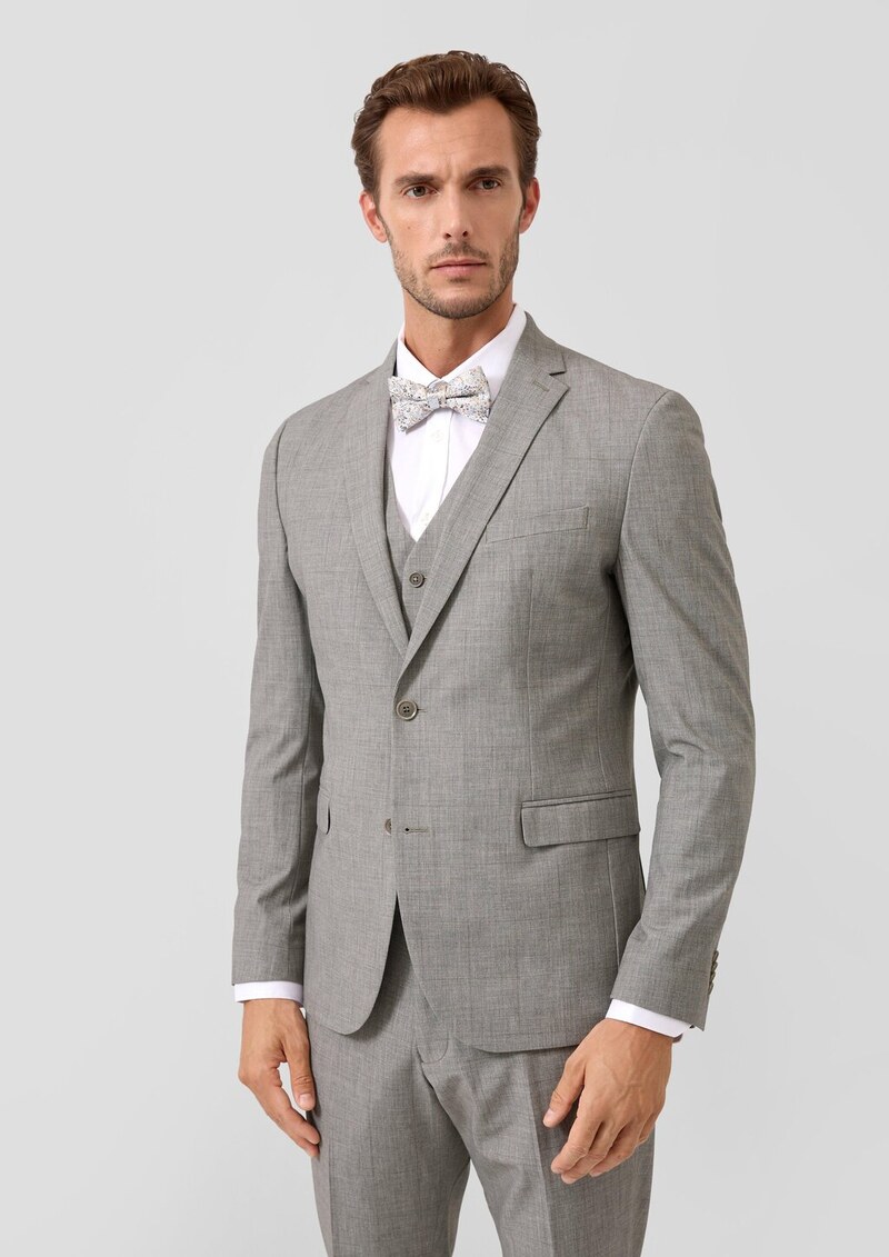 s.O PURE: Slim-Fit-Sakko aus gemustertem Stretch-Gewebe