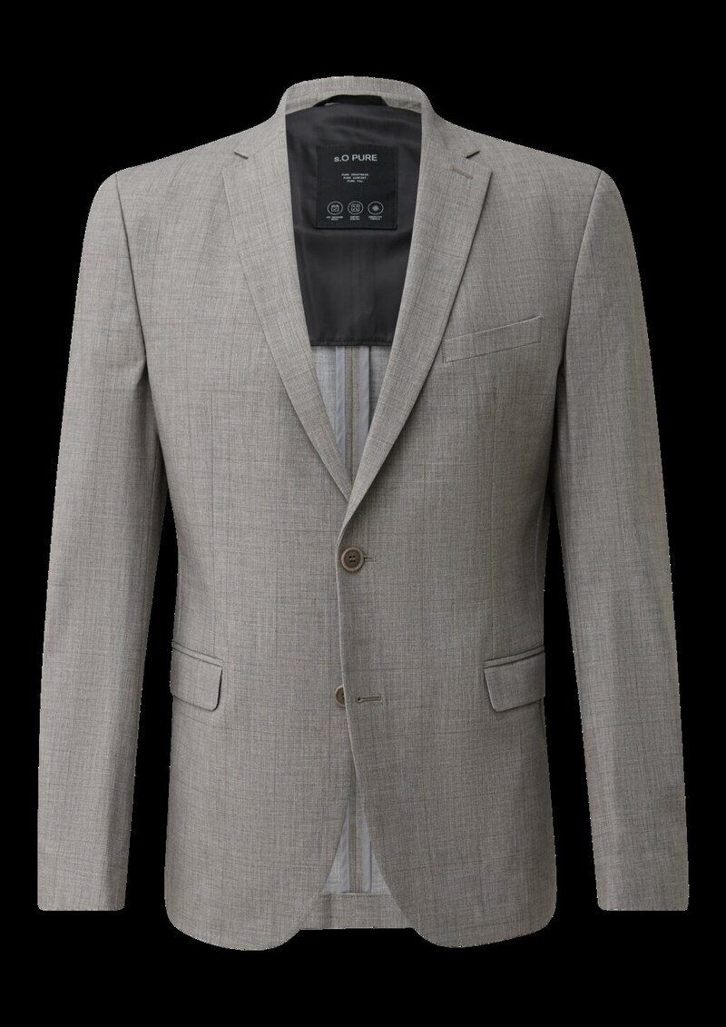 s.O PURE: Slim-Fit-Sakko aus gemustertem Stretch-Gewebe