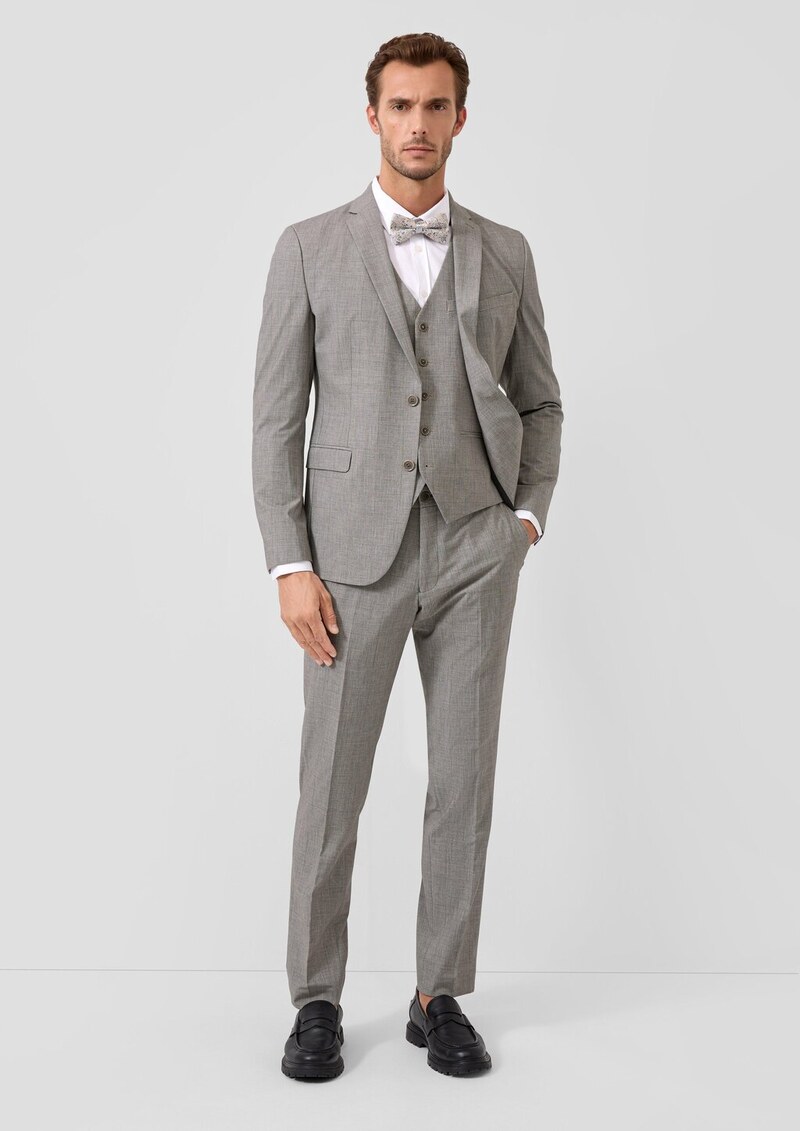 s.O PURE: Slim-Fit-Sakko aus gemustertem Stretch-Gewebe