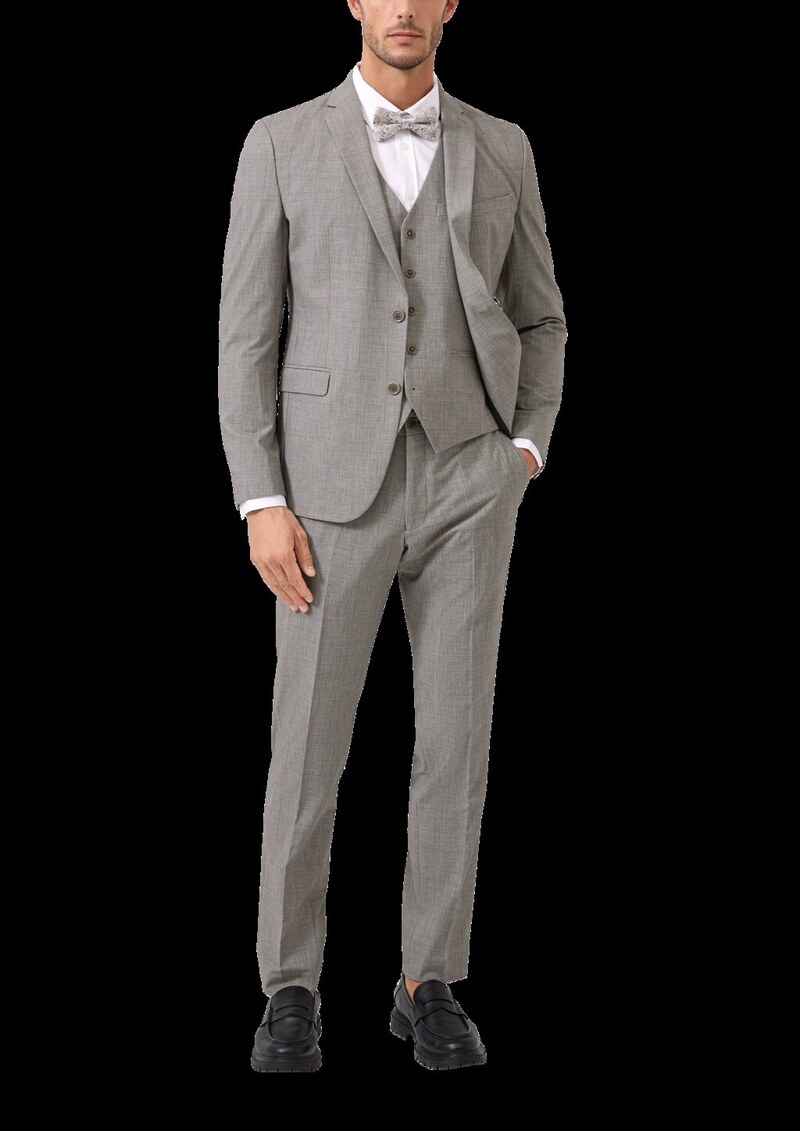 s.O PURE: Slim-Fit-Sakko aus gemustertem Stretch-Gewebe