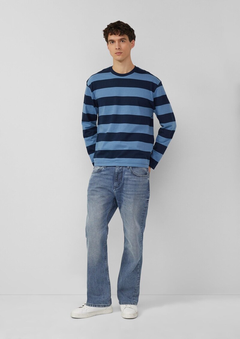 Gestreiftes Langarmshirt aus Baumwolle im Modern Fit