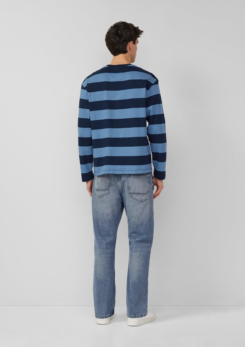 Gestreiftes Langarmshirt aus Baumwolle im Modern Fit