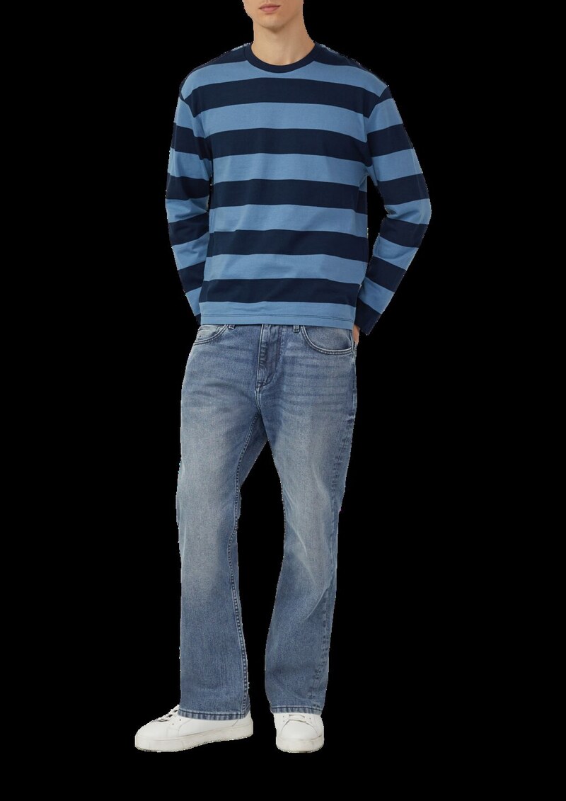 Gestreiftes Langarmshirt aus Baumwolle im Modern Fit