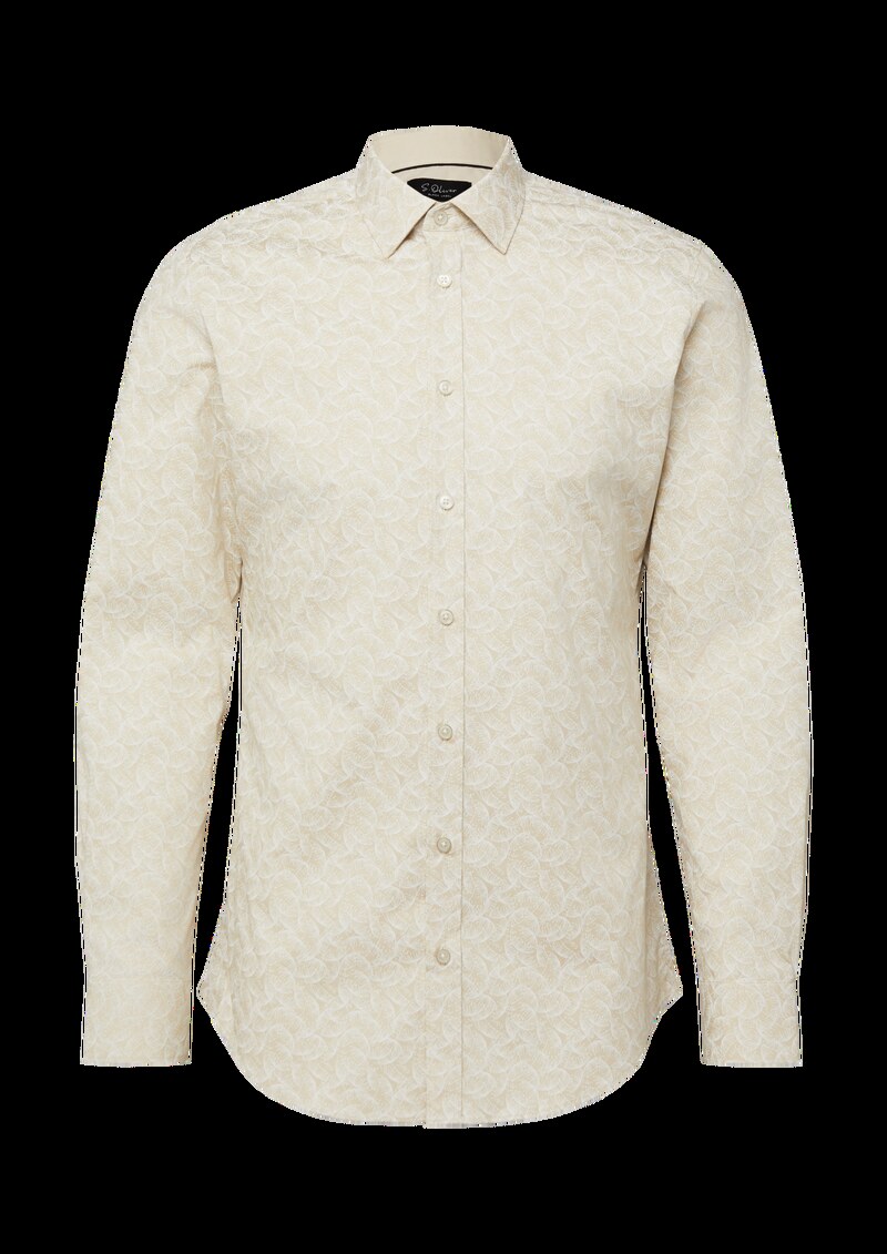 Tailored Fit: Gemustertes Langarmhemd aus Baumwollstretch