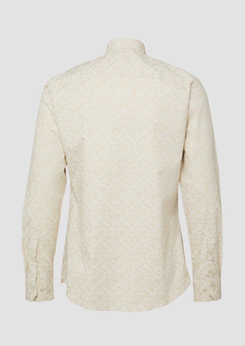 Tailored Fit: Gemustertes Langarmhemd aus Baumwollstretch