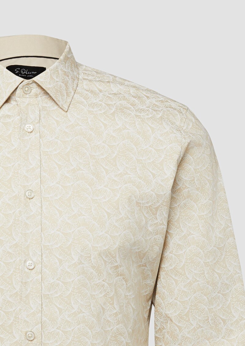 Tailored Fit: Gemustertes Langarmhemd aus Baumwollstretch