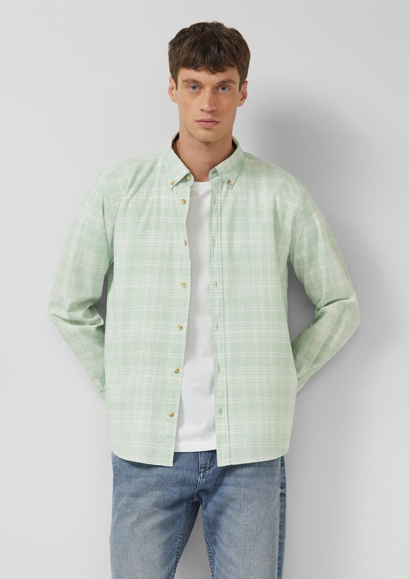 Regular Fit: Kariertes Baumwollhemd mit Button-Down-Kragen