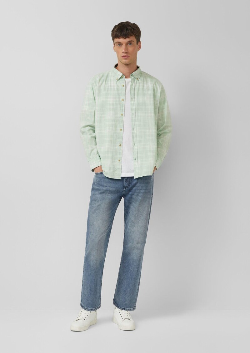 Regular Fit: Kariertes Baumwollhemd mit Button-Down-Kragen