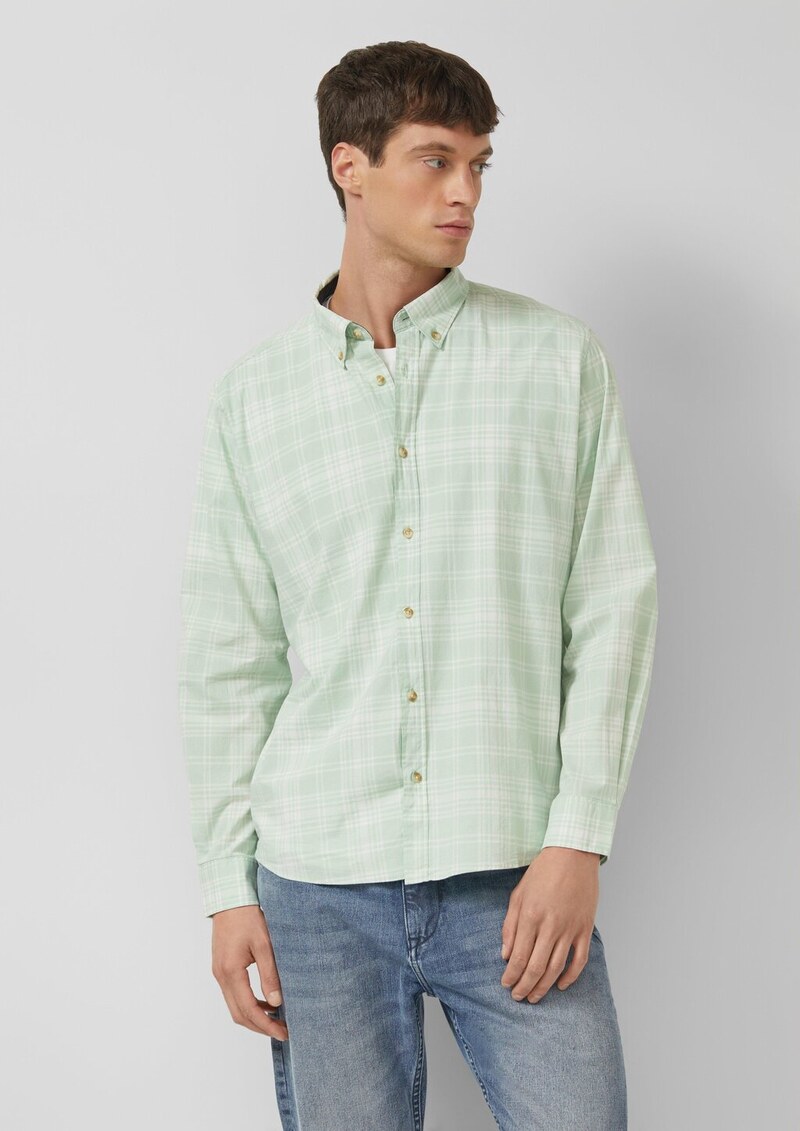 Regular Fit: Kariertes Baumwollhemd mit Button-Down-Kragen