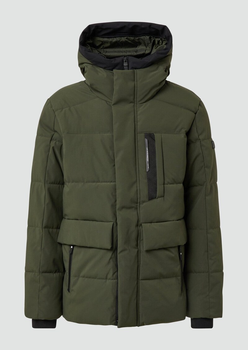 Wasserabweisender Puffer-Parka mit Kapuze und sportiven Details