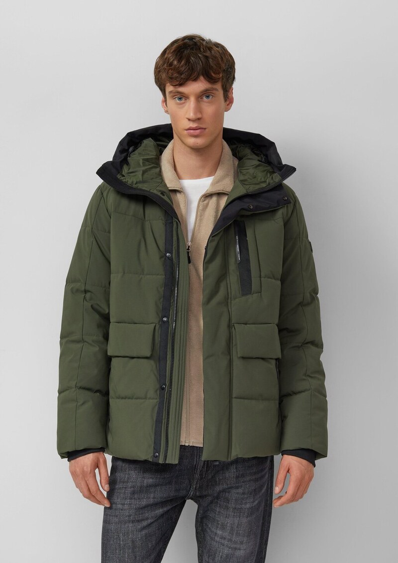 Wasserabweisender Puffer-Parka mit Kapuze und sportiven Details