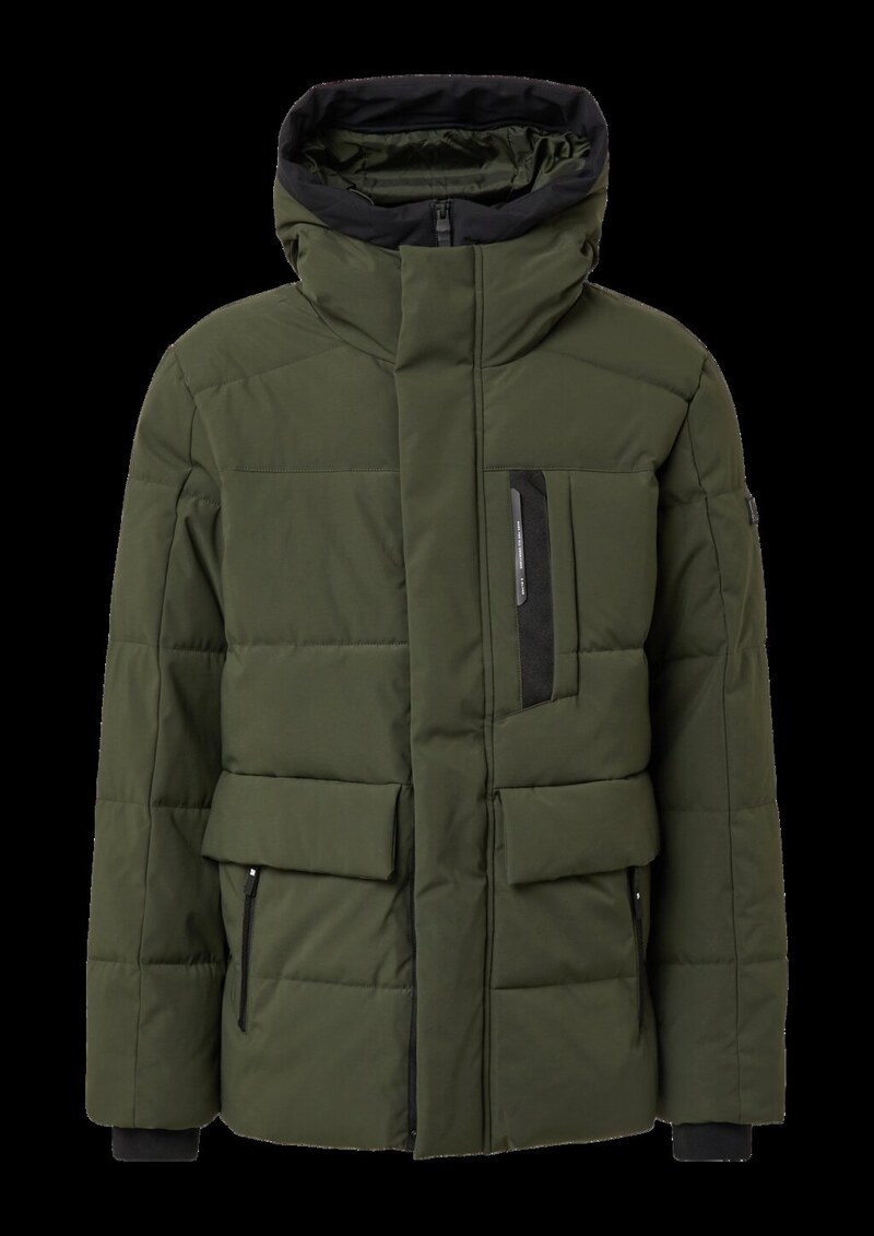 Wasserabweisender Puffer-Parka mit Kapuze und sportiven Details