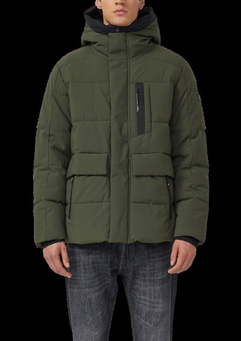 Wasserabweisender Puffer-Parka mit Kapuze und sportiven Details