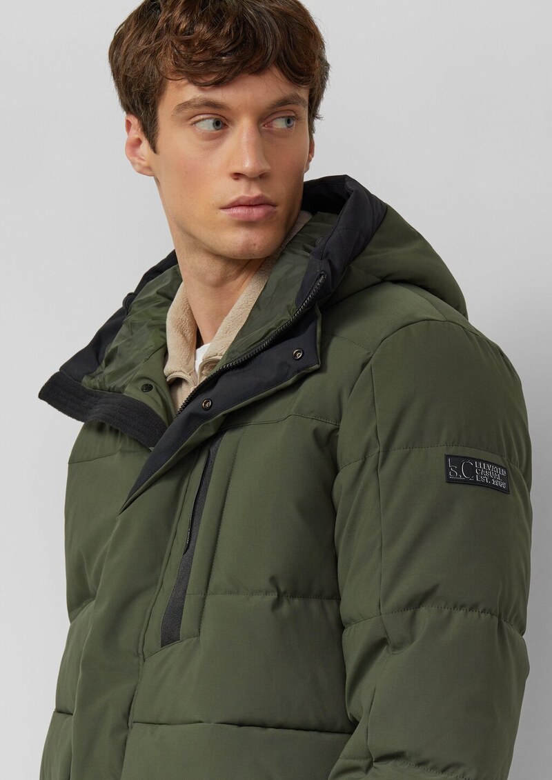 Wasserabweisender Puffer-Parka mit Kapuze und sportiven Details