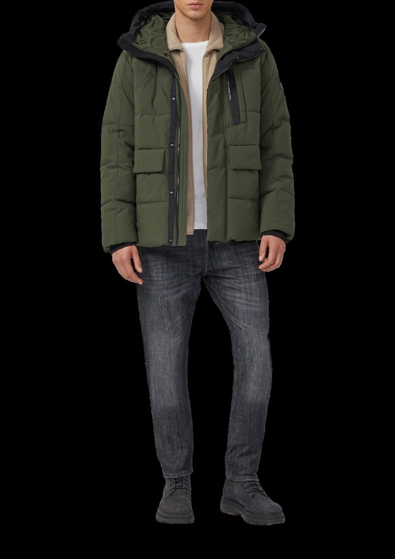 Wasserabweisender Puffer-Parka mit Kapuze und sportiven Details