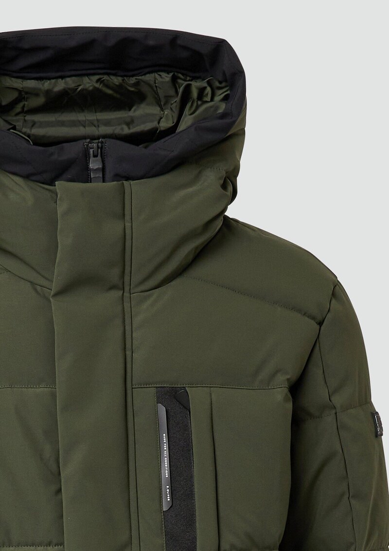 Wasserabweisender Puffer-Parka mit Kapuze und sportiven Details