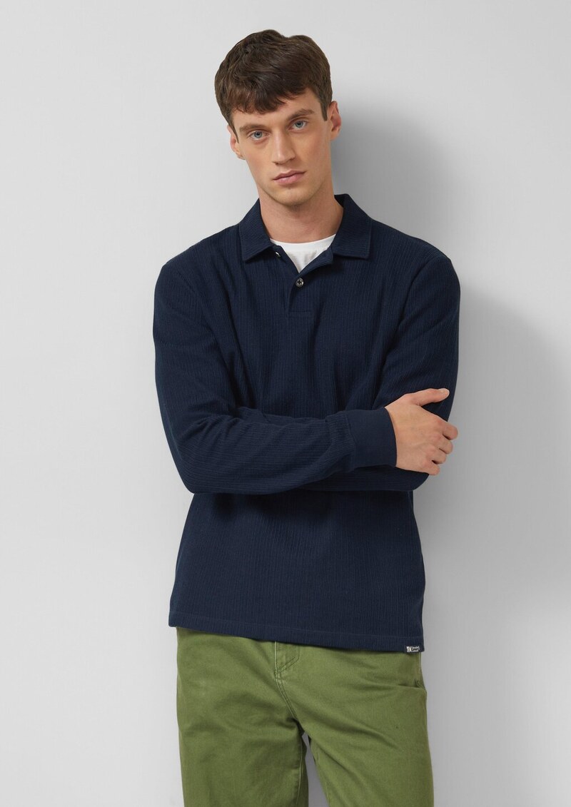 Strukturiertes Baumwoll-Poloshirt