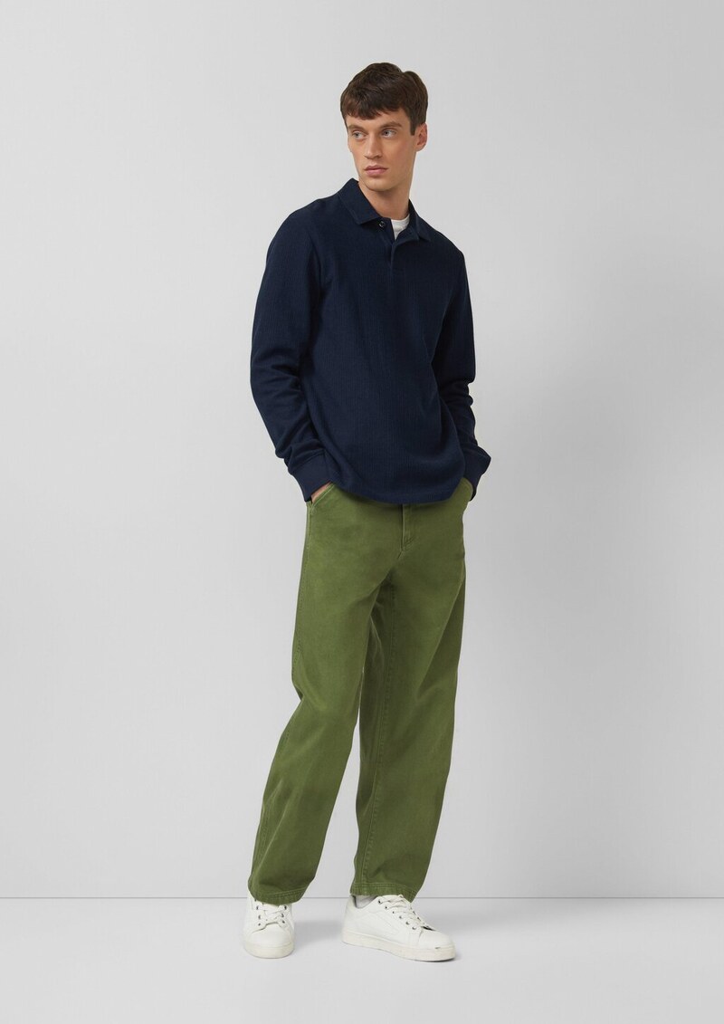 Strukturiertes Baumwoll-Poloshirt