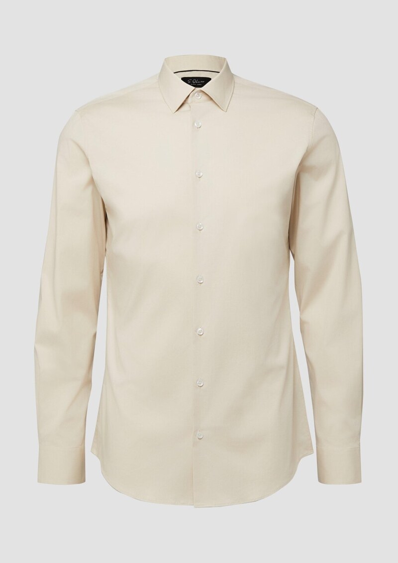 Tailored Fit: Langarmhemd aus Baumwollstretch