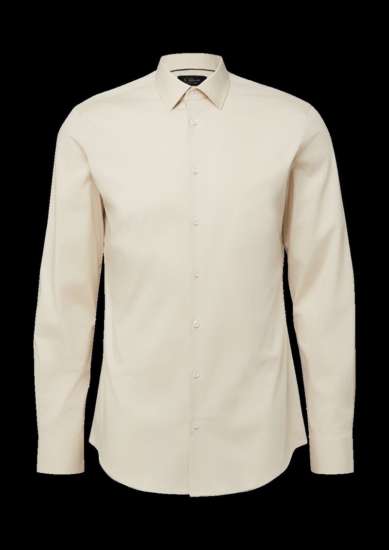 Tailored Fit: Langarmhemd aus Baumwollstretch
