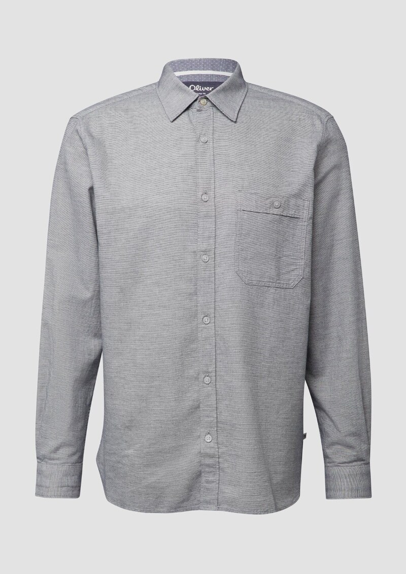 Regular Fit: Gemustertes Langarmhemd mit Kentkragen