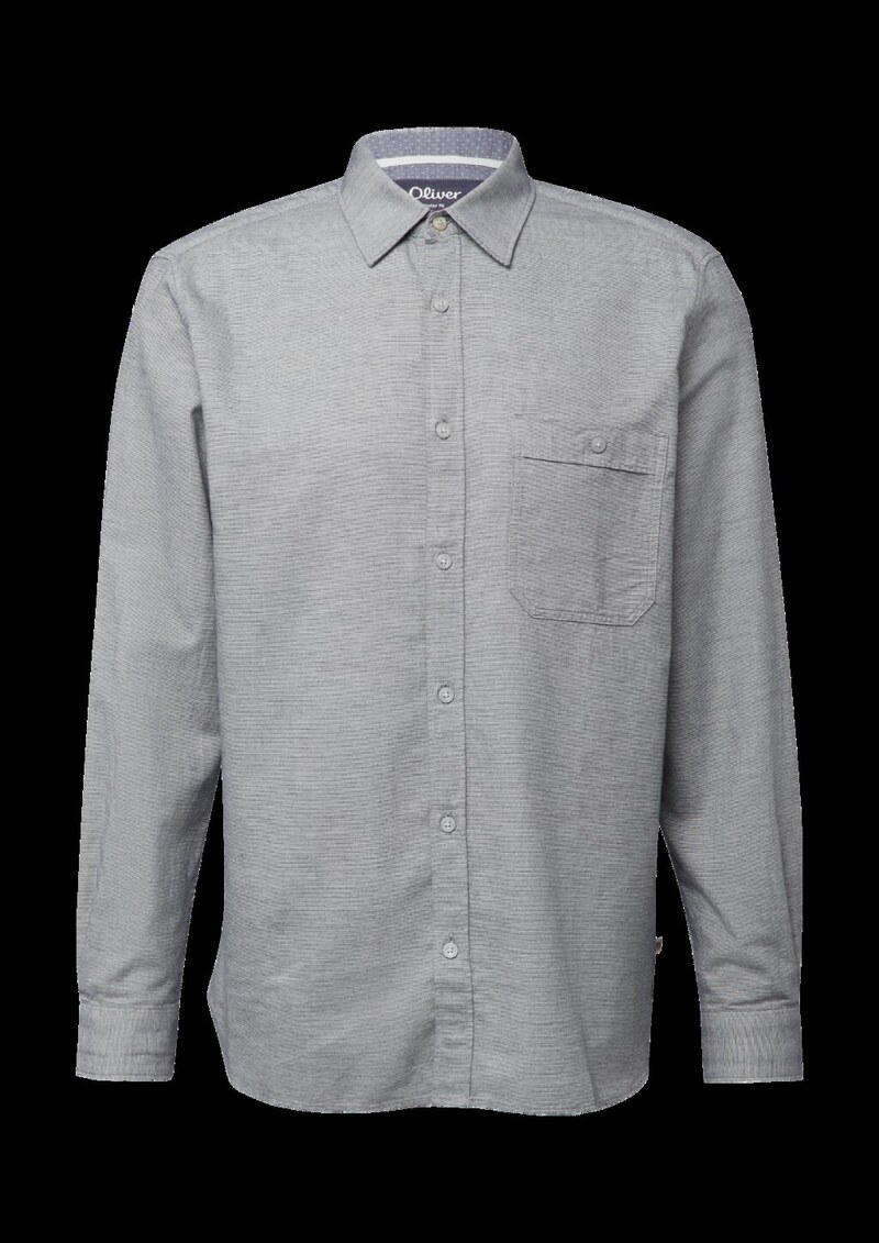 Regular Fit: Gemustertes Langarmhemd mit Kentkragen