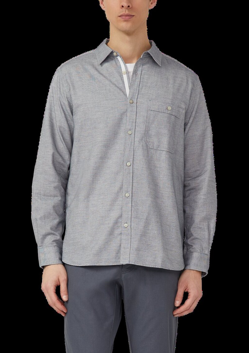 Regular Fit: Gemustertes Langarmhemd mit Kentkragen