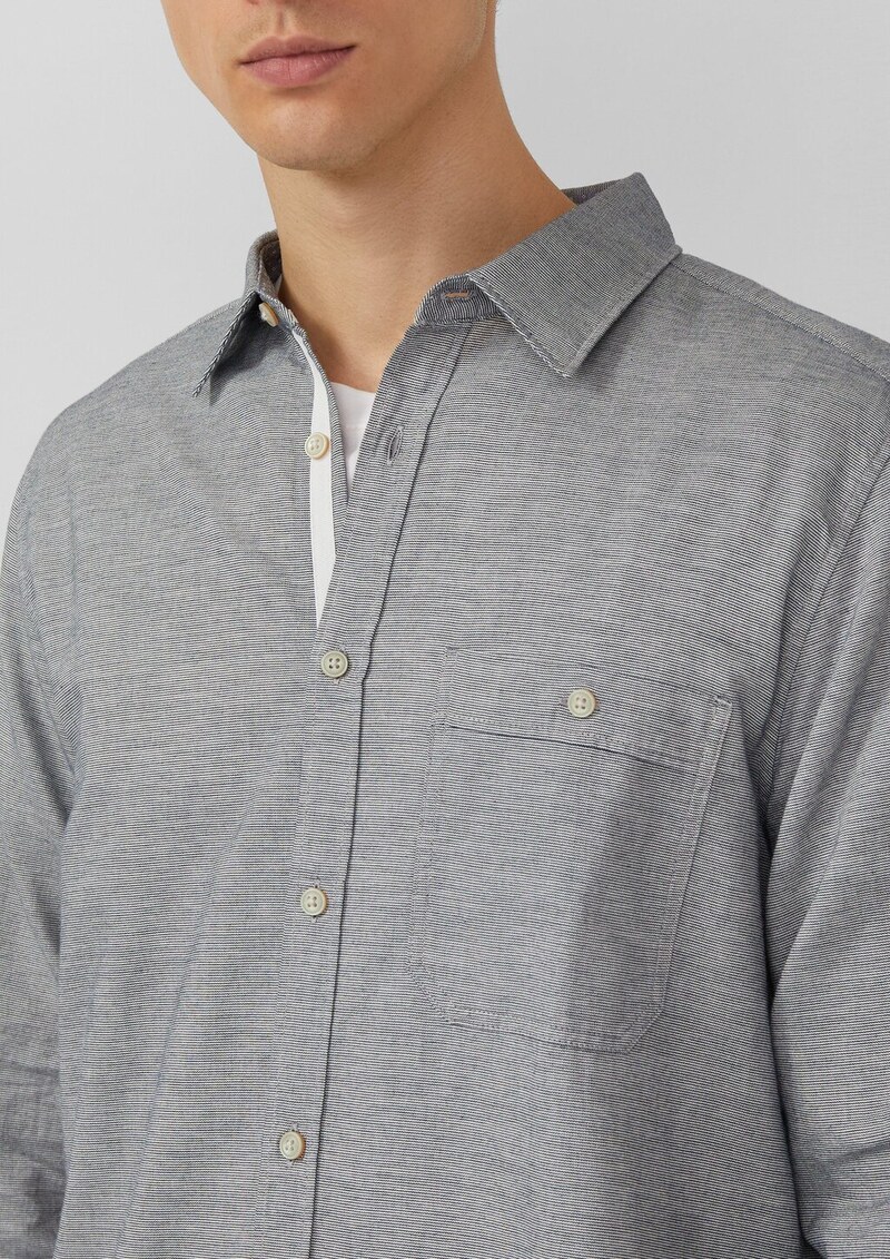 Regular Fit: Gemustertes Langarmhemd mit Kentkragen