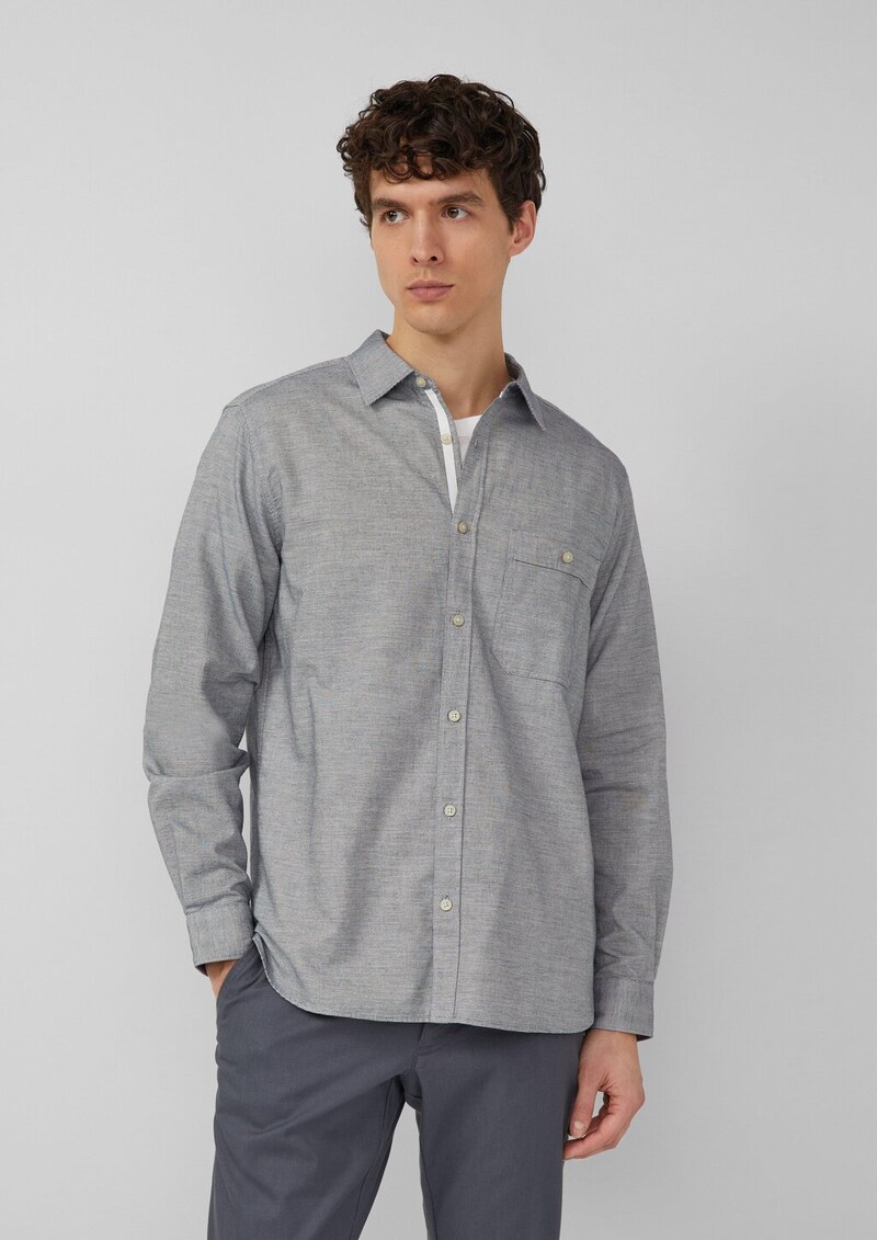 Regular Fit: Gemustertes Langarmhemd mit Kentkragen