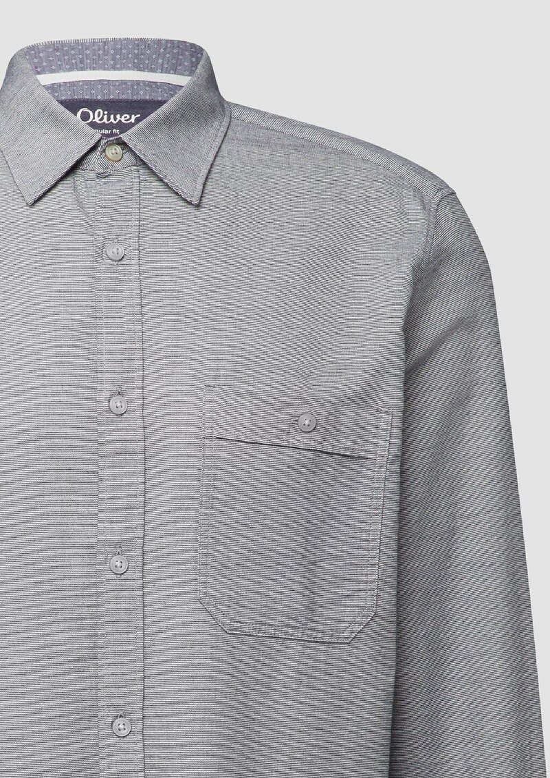 Regular Fit: Gemustertes Langarmhemd mit Kentkragen