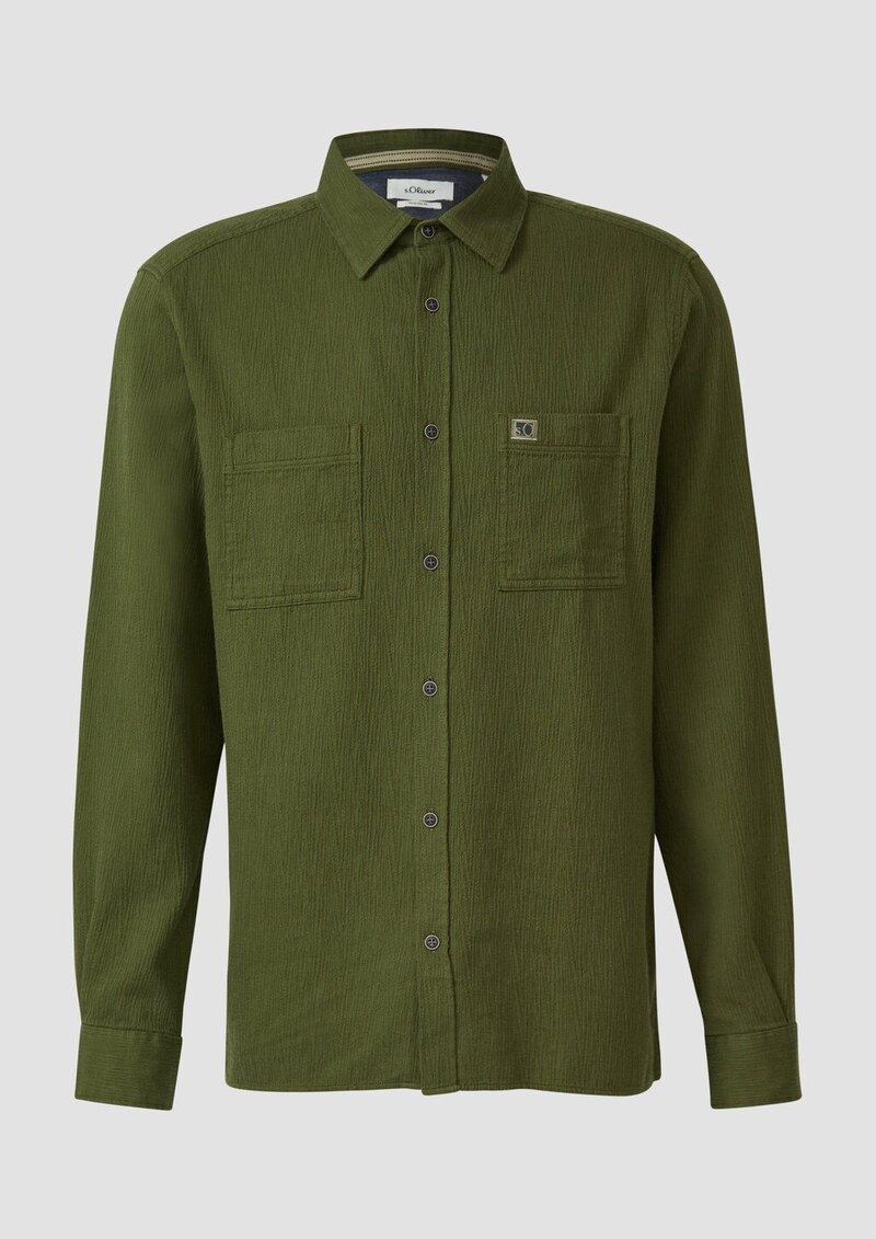 Regular Fit: Strukturiertes Langarmhemd mit Streifen