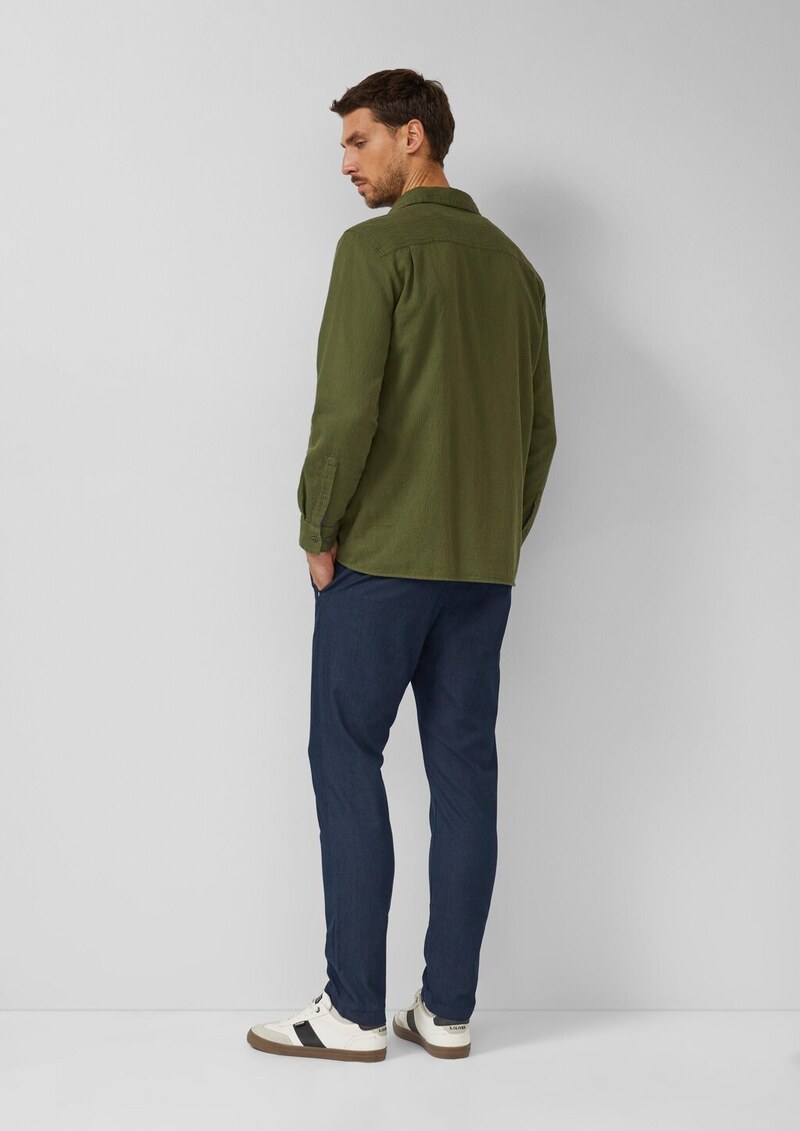 Regular Fit: Strukturiertes Langarmhemd mit Streifen