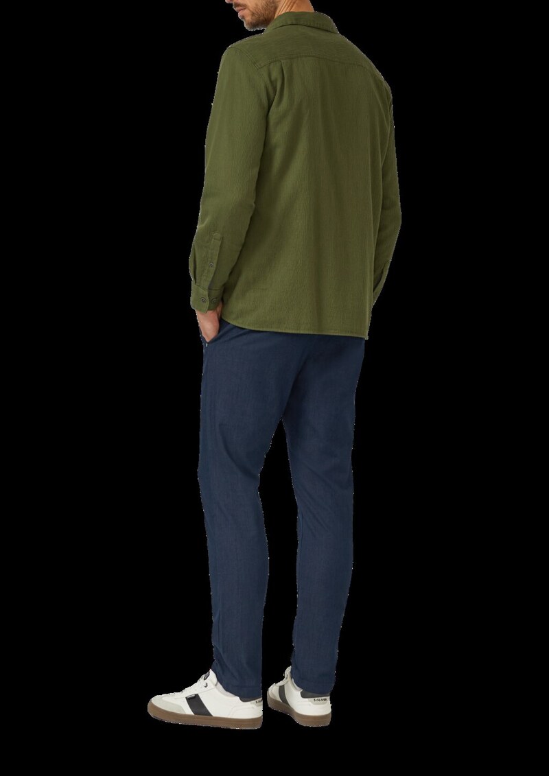 Regular Fit: Strukturiertes Langarmhemd mit Streifen