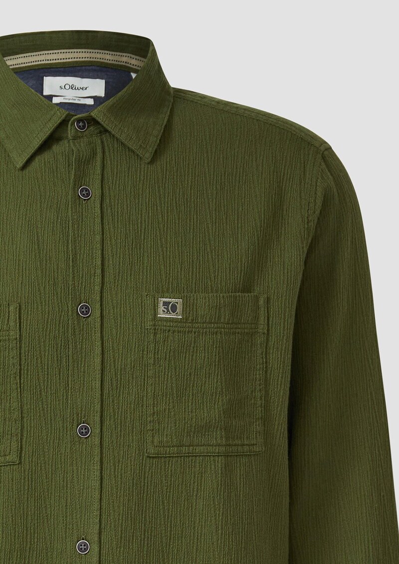 Regular Fit: Strukturiertes Langarmhemd mit Streifen