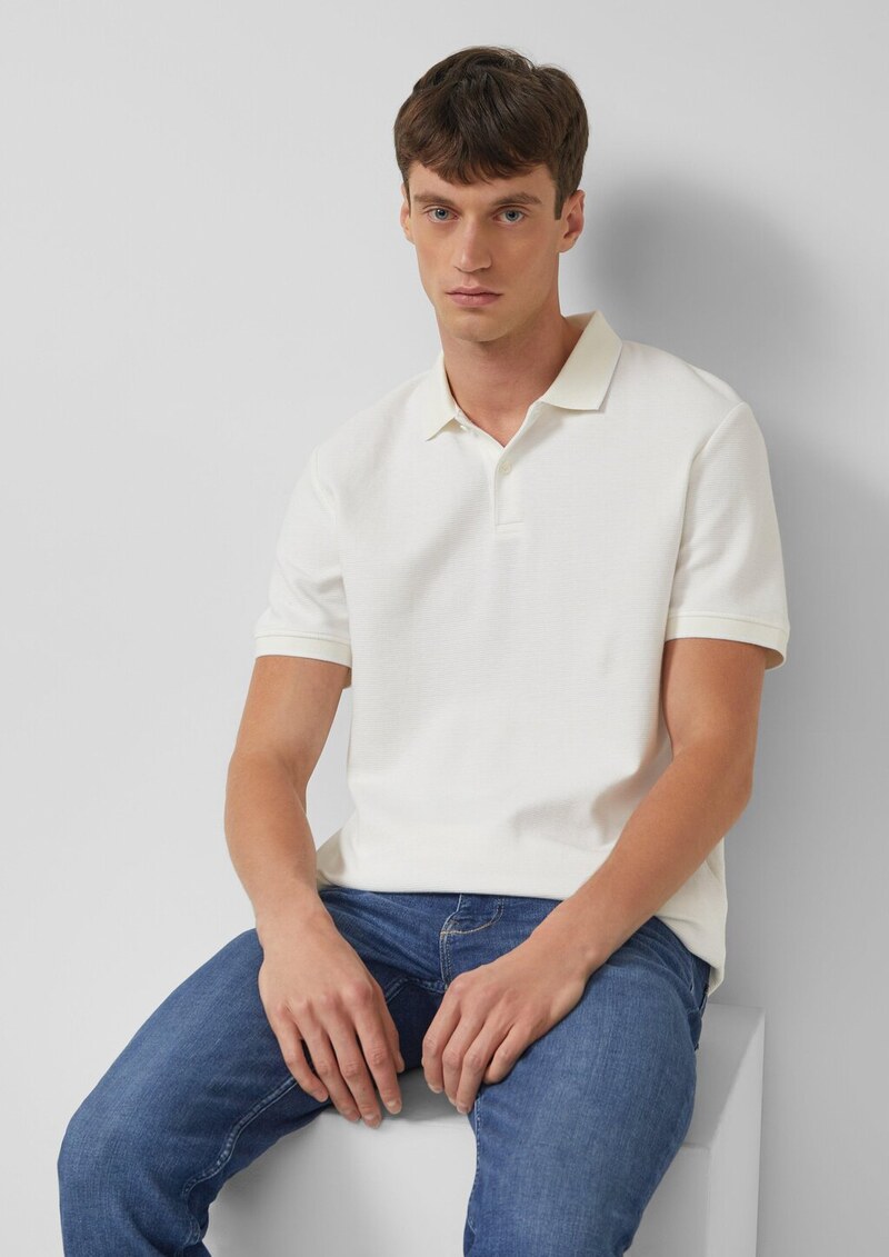 Strukturiertes Poloshirt aus Baumwolle in Two-Tone-Optik