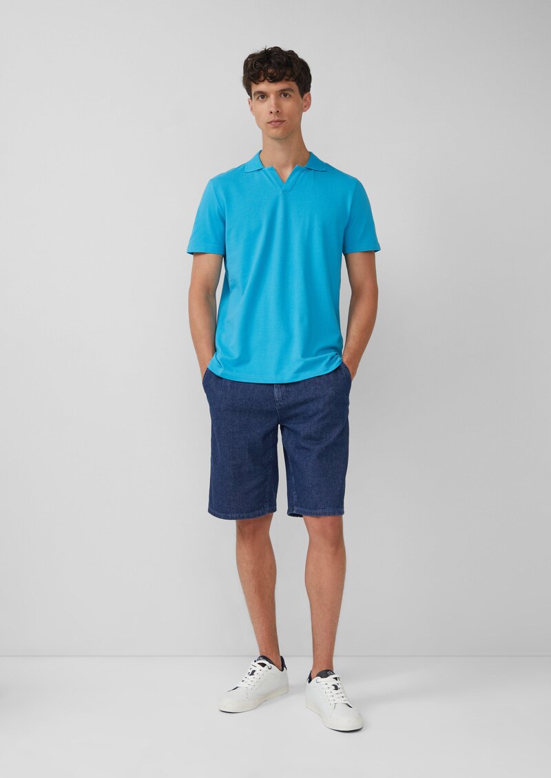 Poloshirt aus Baumwolle mit offenem Kragen