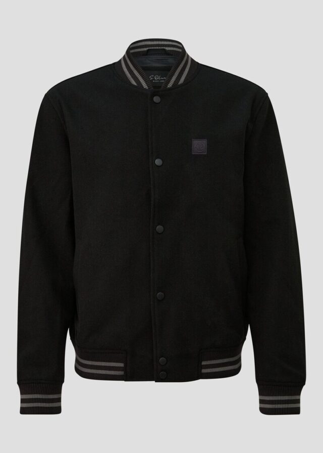 College-Jacke mit Rippbündchen und Logo-Patch