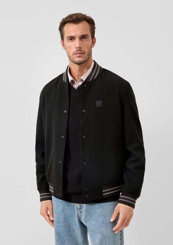 College-Jacke mit Rippbündchen und Logo-Patch