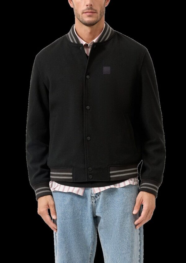 College-Jacke mit Rippbündchen und Logo-Patch